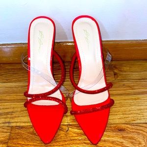 Brand New Red rhinestone pointed toe high heels